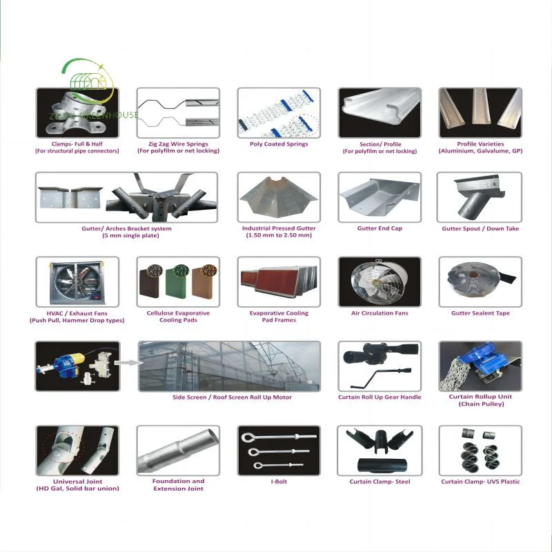 Commercial Multispan Grow Tent Tunnel Solar Plastic Greenhouse Agriculture Accessories